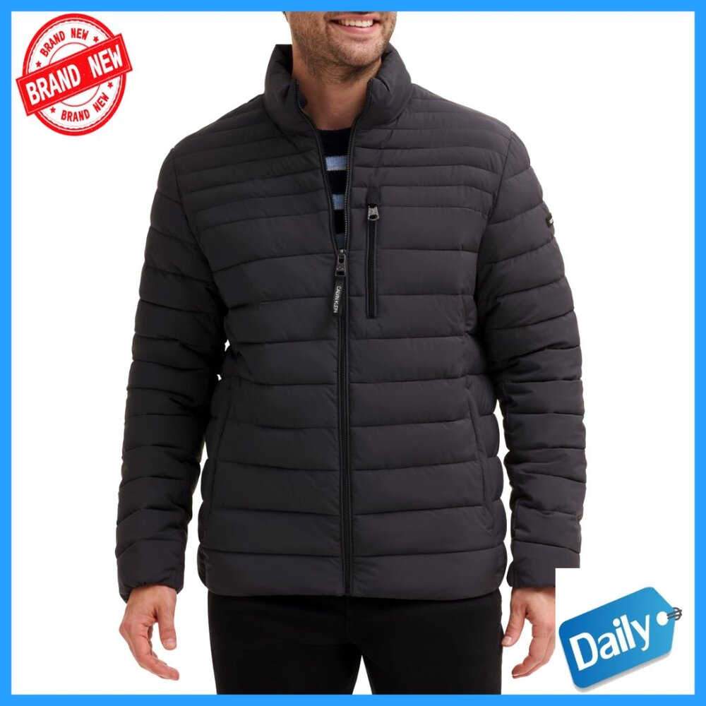 Full Zip Down Puffer Coat Men's Classic Winter Jacket Water Resistant Travel